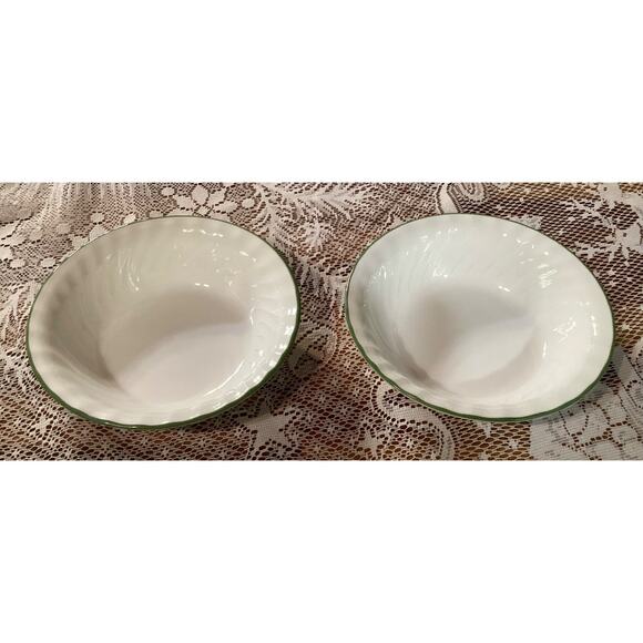 Set of 2 Corelle Country Cottage Small Bowls 7.25” Green Band on Rim - Picture 3 of 10